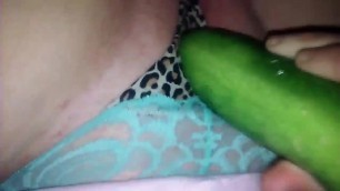Cucumber stretches little teen