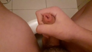 Small penis masturbation in the bathroom