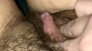 Close up hairy pussy wet cum FtM