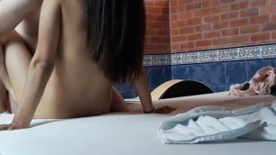 Hard fucking a cute schoolgirl and having multiple real orgasm