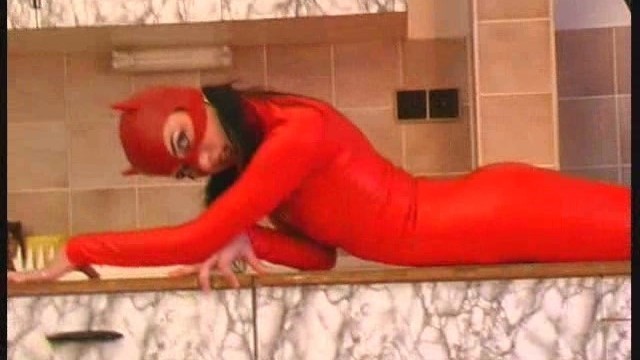 Red Rubbercat in High Heels