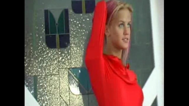 Office Girl Strips in Red Spandex