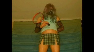 Teasing in my tennis outfit filmed from floor level