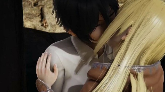 Mikasa futa is in charge of throwing the semen of his cock on Historia