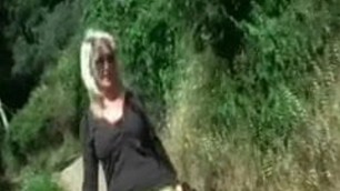 Hot blonde MILF with shaved pussy public nudity collection