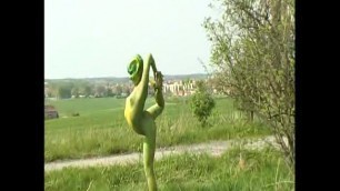 Flexible Snake Lady Crawling in Nature