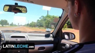 Latin Leche - Cute Latino Twink Boy Wraps His Lips Around Hot Stranger's Cock In His Car - Part 1 Porn Videos
