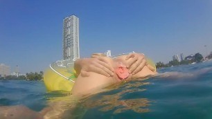 Underwater PUSSY PLAY at Public Beach # FUN from Risky Public Exhibitionism Porn Videos