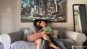 My stepsister and I woke up home alone so we fucked in the living room Porn Videos